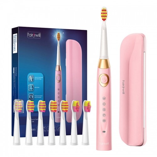 Sonic toothbrush with head set and case FairyWill FW-508 (pink) image 1