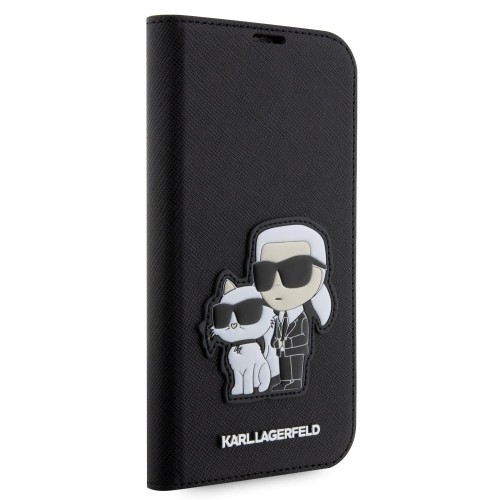 Karl Lagerfeld PU Saffiano Karl and Choupette NFT Book Case for iPhone 13 Pro Max Black image 4