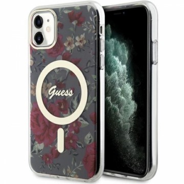 Guess PC|TPU Flowers IML MagSafe Compatible Case for iPhone 11 Kaki
