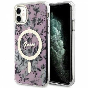 Guess PC|TPU Flowers IML MagSafe Compatible Case for iPhone 11 Pink