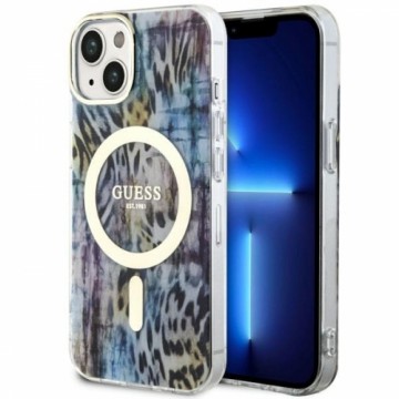 Guess GUHMP14SHLEOPWB iPhone 14 6.1" niebieski|blue hardcase Leopard MagSafe