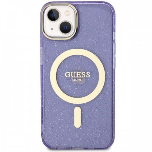 Guess GUHMP14SHCMCGU iPhone 14 6.1" purpurowy|purple hardcase Glitter Gold MagSafe image 3