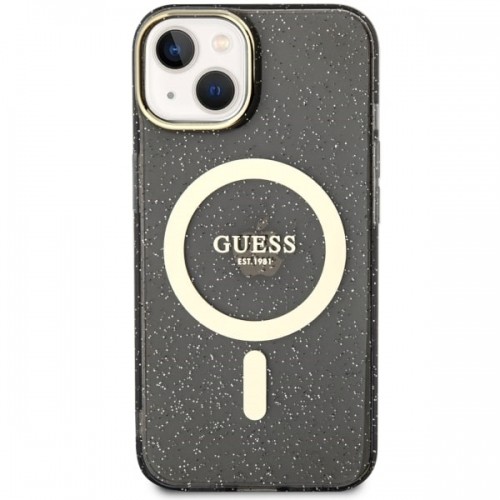 Guess GUHMP14MHCMCGK iPhone 14 Plus 6.7" czarny|black hardcase Glitter Gold MagSafe image 3