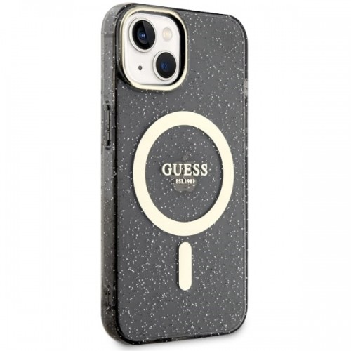 Guess GUHMP14MHCMCGK iPhone 14 Plus 6.7" czarny|black hardcase Glitter Gold MagSafe image 4