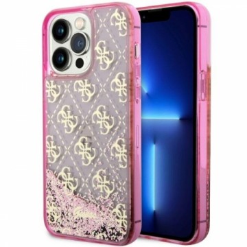 Guess GUHCP14XLC4PSGP iPhone 14 Pro Max 6.7" różowy|pink hardcase Liquid Glitter 4G Transculent