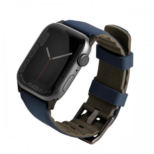 UNIQ pasek Linus Apple Watch Series 4|5|6|7|8|SE|SE2|Ultra 42|44|45mm. Airosoft Silicone niebieski|nautical  blue image 1