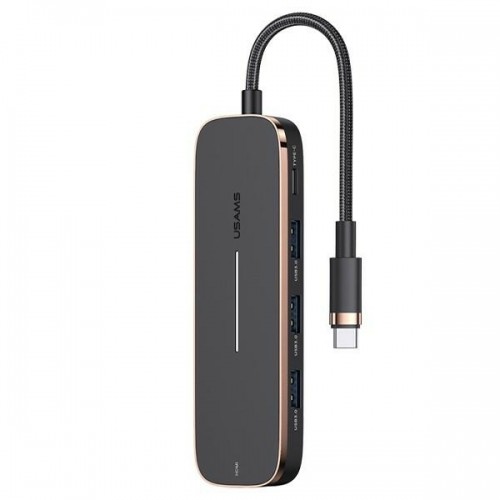 USAMS Adapter HUB 3xUSB + USB-C + HDMI czarny|black SJ578HUB01 (US-SJ578) image 1