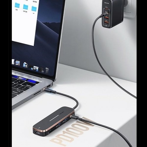 USAMS Adapter HUB 3xUSB + USB-C + HDMI czarny|black SJ578HUB01 (US-SJ578) image 5