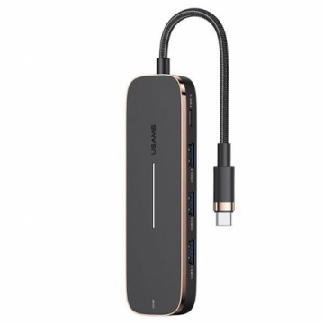 USAMS Adapter HUB 3xUSB + USB-C + HDMI czarny|black SJ578HUB01 (US-SJ578)