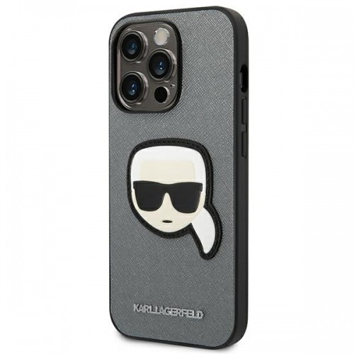 Karl Lagerfeld KLHCP14XSAPKHG iPhone 14 Pro Max 6,7" srebrny|silver hardcase Saffiano Karl`s Head Patch image 2