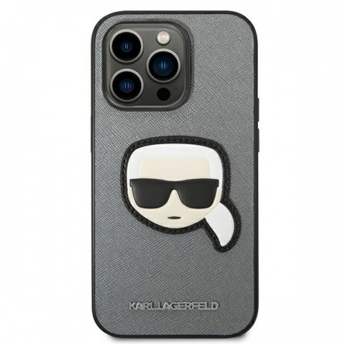Karl Lagerfeld KLHCP14XSAPKHG iPhone 14 Pro Max 6,7" srebrny|silver hardcase Saffiano Karl`s Head Patch image 3