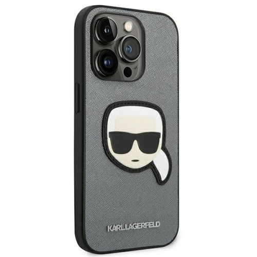 Karl Lagerfeld KLHCP14XSAPKHG iPhone 14 Pro Max 6,7" srebrny|silver hardcase Saffiano Karl`s Head Patch image 4