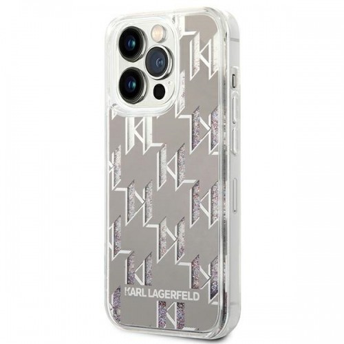 Karl Lagerfeld KLHCP14XLMNMS iPhone 14 Pro Max 6,7" hardcase srebrny|silver Liquid Glitter Monogram image 2