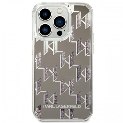 Karl Lagerfeld KLHCP14XLMNMS iPhone 14 Pro Max 6,7" hardcase srebrny|silver Liquid Glitter Monogram image 3