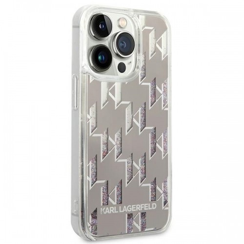 Karl Lagerfeld KLHCP14XLMNMS iPhone 14 Pro Max 6,7" hardcase srebrny|silver Liquid Glitter Monogram image 4