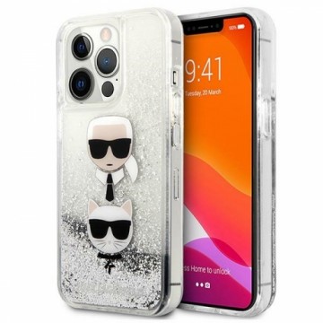 Karl Lagerfeld KLHCP13XKICGLS iPhone 13 Pro Max 6,7" srebrny|silver hardcase Liquid Glitter Karl&Choupette Head