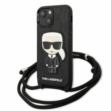Karl Lagerfeld KLHCP13SCMNIPK iPhone 13 mini 5,4" hardcase czarny|black Leather Monogram Patch and Cord Iconik