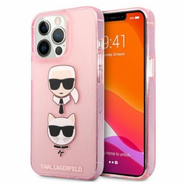 Karl Lagerfeld KLHCP13LKCTUGLP iPhone 13 Pro | 13 6,1" różowy|pink hardcase Glitter Karl`s & Choupette