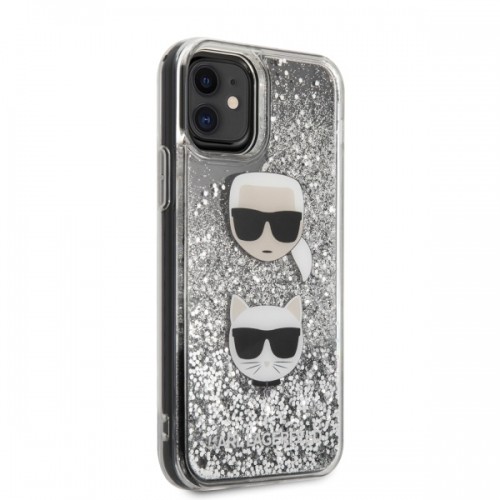 Karl Lagerfeld KLHCN61KCGLSL iPhone 11 6,1" | Xr hardcase srebrny|silver Glitter Karl&Choupette image 3