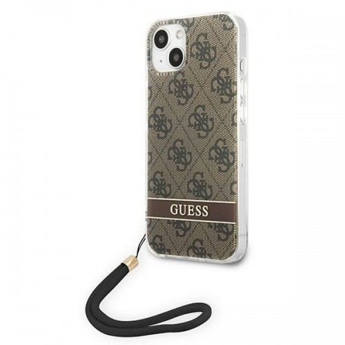 Guess GUOHCP14SH4STW iPhone 14 6,1" brązowy|brown hardcase 4G Print Strap image 2