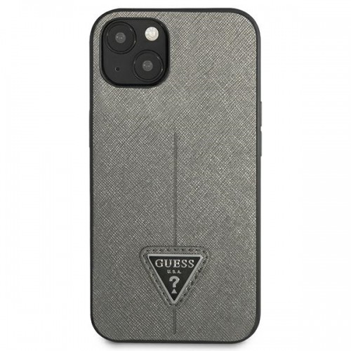 Guess GUHCP14SPSATLG iPhone 14 6,1" srebrny|silver hardcase SaffianoTriangle Logo image 3