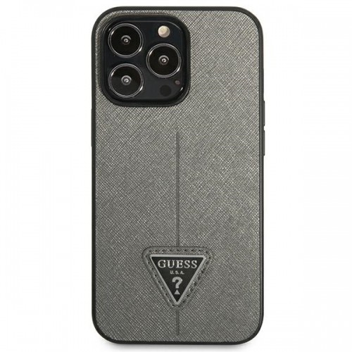 Guess GUHCP13XPSATLG iPhone 13 Pro Max 6,7" srebrny|silver hardcase SaffianoTriangle Logo image 3