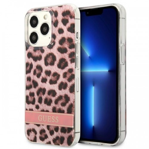 Guess GUHCP13XHSLEOP iPhone 13 Pro Max 6,7" różowy|pink hardcase Leopard image 1
