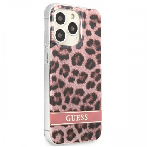 Guess GUHCP13XHSLEOP iPhone 13 Pro Max 6,7" różowy|pink hardcase Leopard image 4