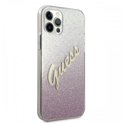 Guess GUHCP12MPCUGLSPI iPhone 12|12 Pro 6,1" różowy|pink hardcase Glitter Gradient Script image 4