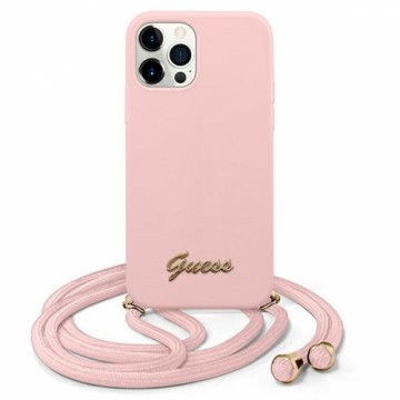 Guess GUHCP12LLSCLMGLP iPhone 12 Pro Max 6,7" różowy|pink hardcase Metal Logo Cord