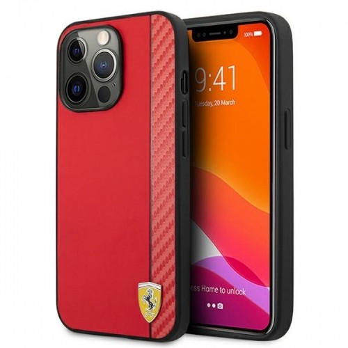 Ferrari FESAXHCP13XRE iPhone 13 Pro Max 6,7" czerwony|red hardcase On Track Carbon Stripe image 1