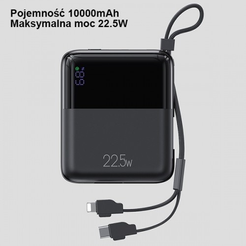 USAMS Powerbank PB69 10000mAh 22.5W QC3.0+PD Fast Charge Digital Display czarny|black 10KCD18601 (US-CD186) image 2