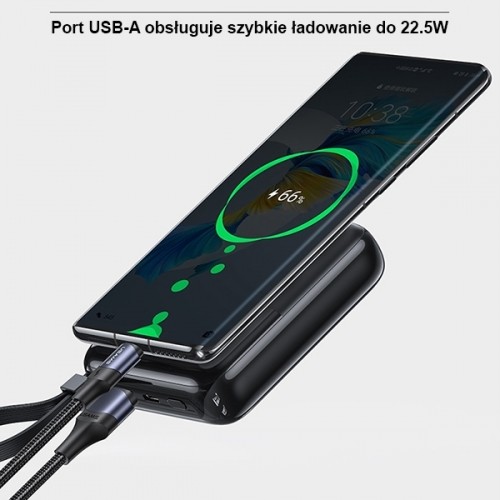 USAMS Powerbank PB69 10000mAh 22.5W QC3.0+PD Fast Charge Digital Display czarny|black 10KCD18601 (US-CD186) image 5