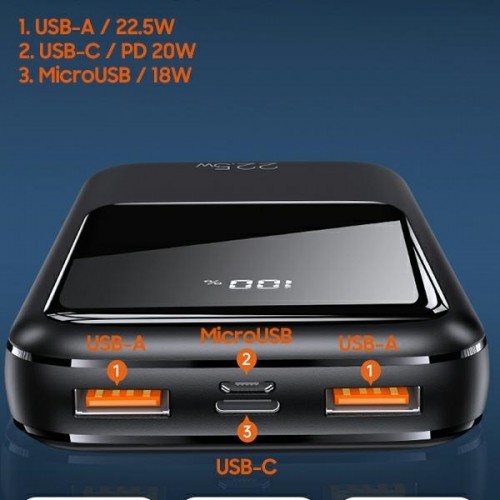 USAMS Powerbank PB58 20000mAh 22.5W Dual QC+PD Fast Charge czarny|black 20KCD17701 (US-CD177) image 2