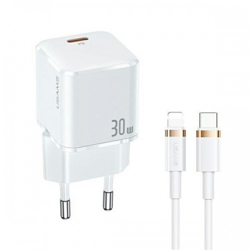 USAMS Ład. siec. 1xUSB-C T45 30W PD3.0 Fast Charging +kabel U63 USB-C|Lightning biały|white UXTZH02 (USAMS-UX) image 1