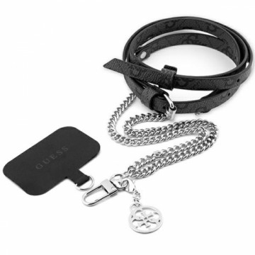 Guess Crossbody Strap PU 4G Chain with Charm Silver|Black