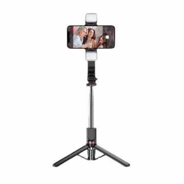 OEM Selfie Stick - with detachable lamps, tripod and bluetooth remote control - L13D Black