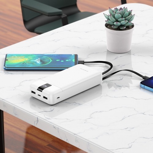OEM Borofone Power Bank 20000mAh BJ20A Mobile - 2xUSB - with 3 in 1 Micro USB, Type C, Lightning cable white image 4