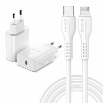 OEM Wall charger Dux Ducis C60 - Type C - PD QC 3.0 20W 3A with Type C to Lightning cable white