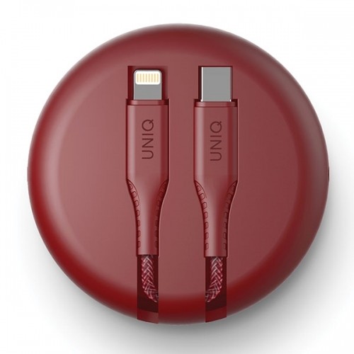 UNIQ kabel MFI Halo USB-C-Lightning 18W nylonowy zwijany 1,2m czerwony|carmine red image 2