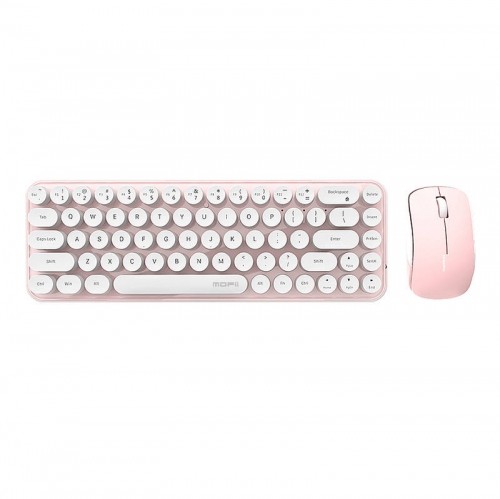 Wireless keyboard + mouse set MOFII Bean 2.4G (White-Pink) image 1