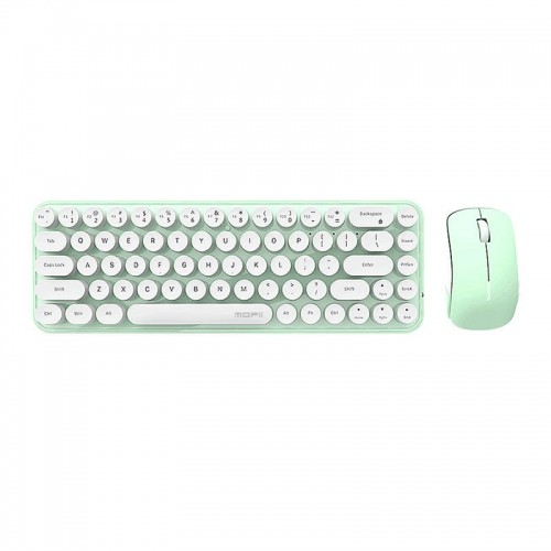 Wireless keyboard + mouse set MOFII Bean 2.4G (White-Green) image 1