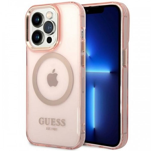 Guess Translucent MagSafe Compatible Case for iPhone 14 Pro Max Pink image 1