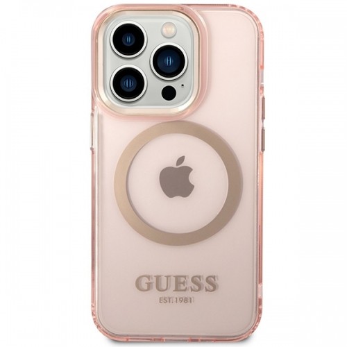 Guess Translucent MagSafe Compatible Case for iPhone 14 Pro Max Pink image 3