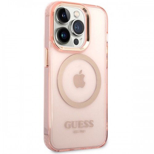 Guess Translucent MagSafe Compatible Case for iPhone 14 Pro Max Pink image 4