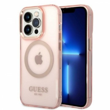 Guess Translucent MagSafe Compatible Case for iPhone 14 Pro Pink