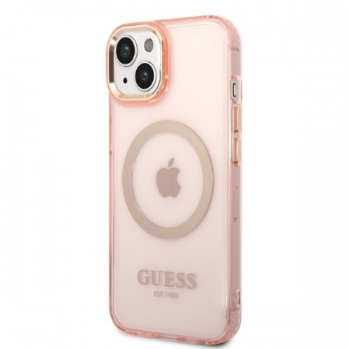 Guess Translucent MagSafe Compatible Case for iPhone 14 Pink image 2