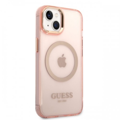 Guess Translucent MagSafe Compatible Case for iPhone 14 Pink image 4