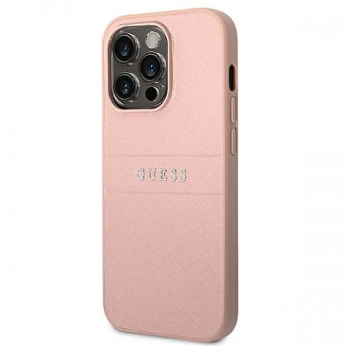 Guess PU Leather Saffiano Case for iPhone 14 Pro Pink image 2