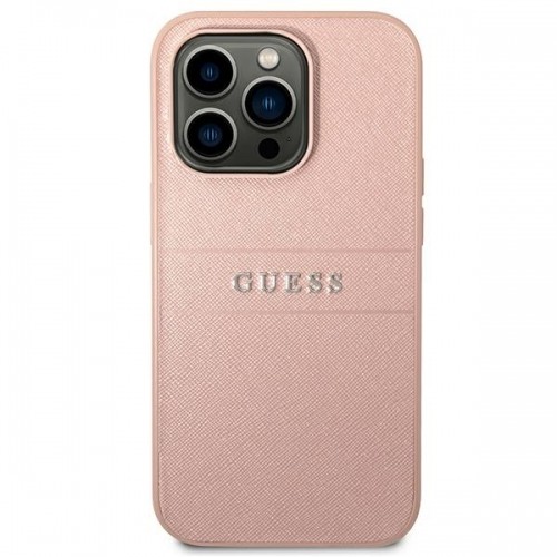 Guess PU Leather Saffiano Case for iPhone 14 Pro Pink image 3